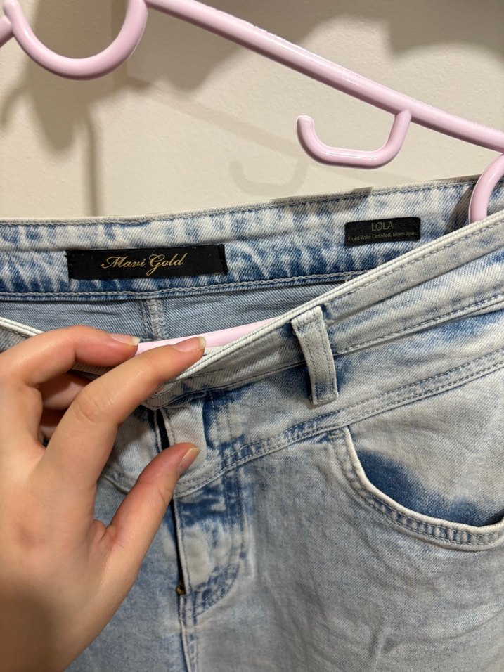 Kadın Gri Batik Desenli Bol Paça Kot - Görsel 2