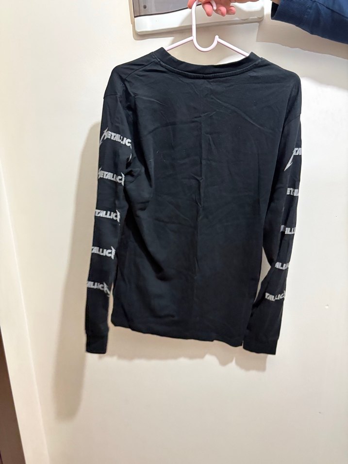 Metallica Baskılı Siyah Rock Punk Uzun Kollu Tişört - Görsel 2