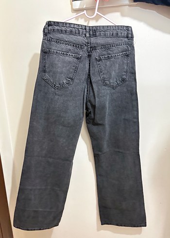 Gri Bol Kesim Kadın Midi Kot Pantolon - Görsel 3