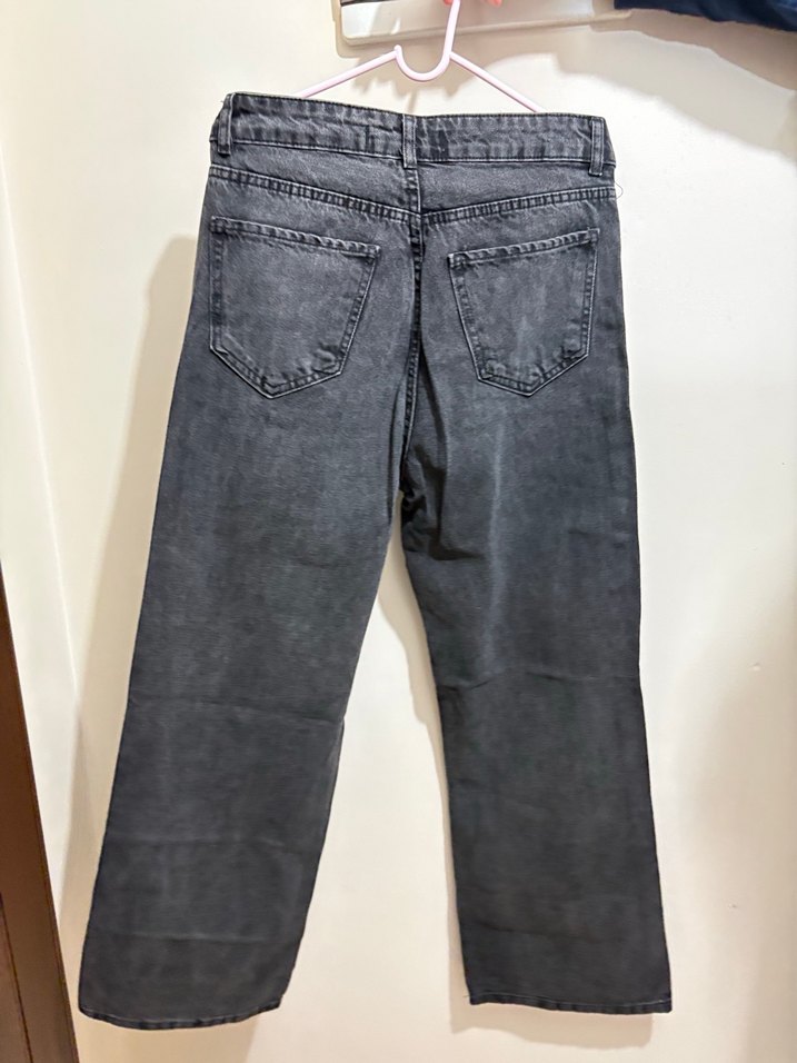 Gri Bol Kesim Kadın Midi Kot Pantolon - Görsel 3