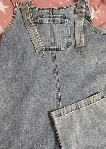 Kadın Gri Mavi Kot Askılı Tulum - Görsel 2