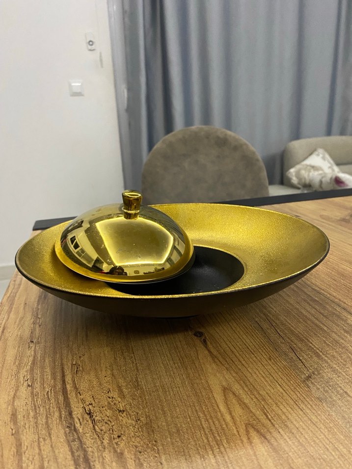 Parlak Altın Kapaklı Servis Tabağı - Görsel 2