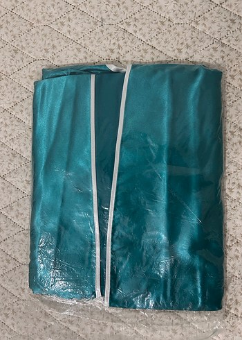 Uzun Turkuaz Nakışlı Bohem Kadın uzun sabahlık - Görsel 2