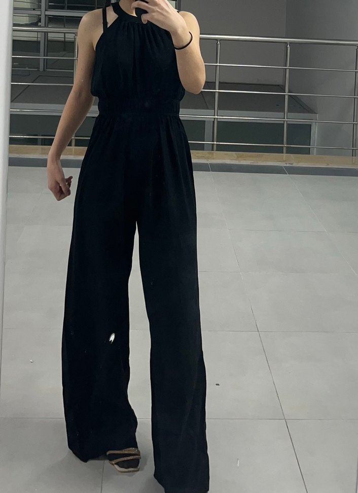 Siyah Kadın Midi Tulum - Görsel 2