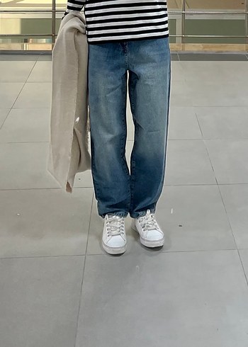 Mavi Rahat Kesim Midi Kadın Kot Pantolon - Görsel 3