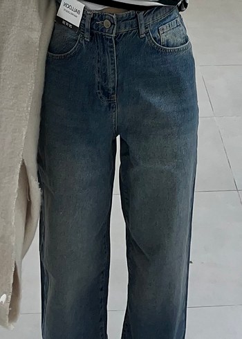 Mavi Rahat Kesim Midi Kadın Kot Pantolon - Görsel 2