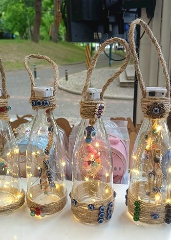 Bohem Tarzı El Yapımı Işıklı Şişe Süsü - Görsel 7