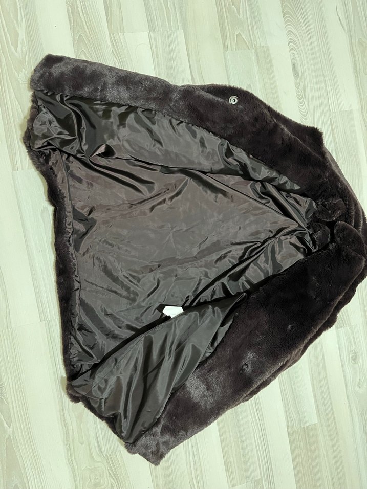 Kahverengi Kadın Suni Kürk Midi Ceket - Görsel 4