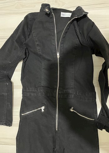 Siyah Fermuarlı Kadın Denim Tulum - Görsel 3