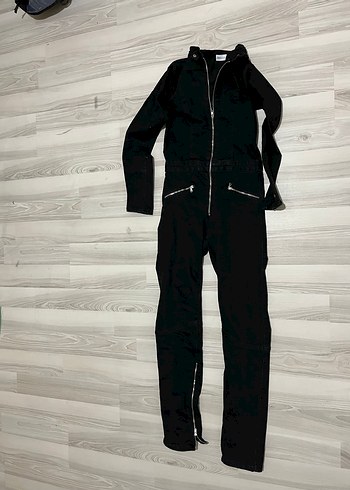 Siyah Fermuarlı Kadın Denim Tulum - Görsel 2