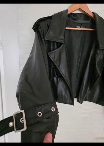 zara suni deri ceket - Görsel 4