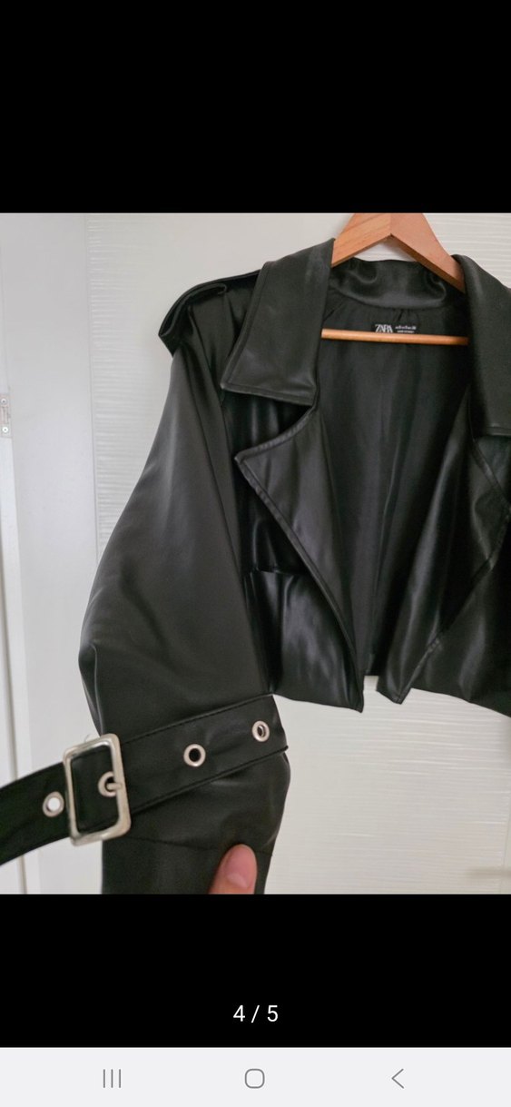 zara suni deri ceket - Görsel 4
