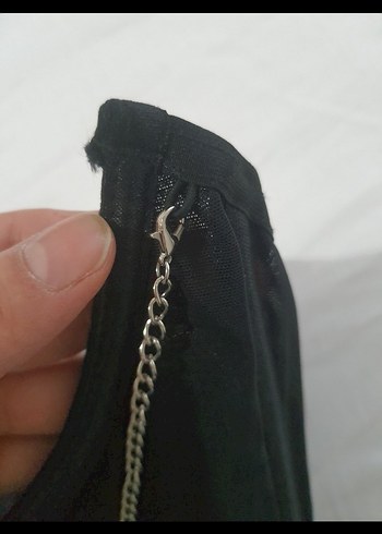 Zincir Detaylı Siyah Gotik Büstiyer crop - Görsel 5