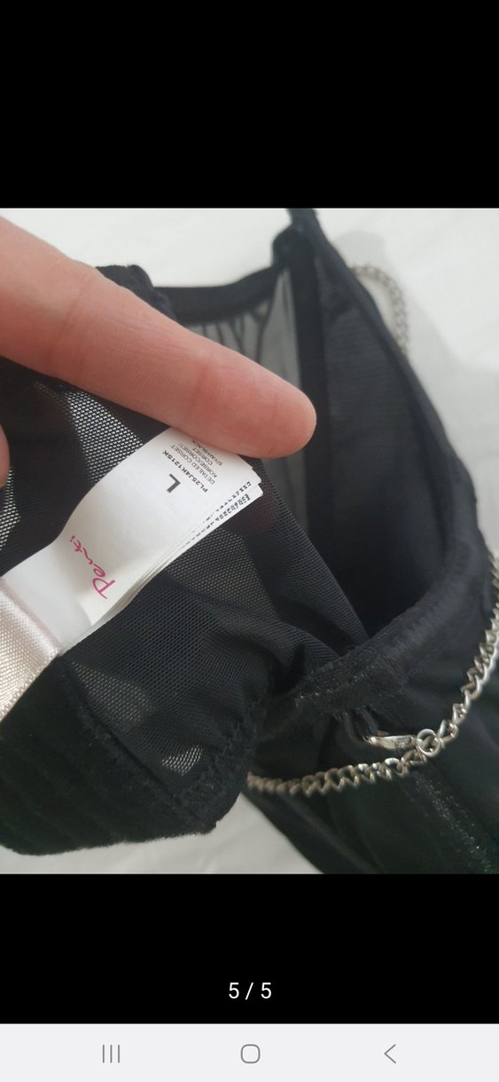 Zincir Detaylı Siyah Gotik Büstiyer crop - Görsel 4