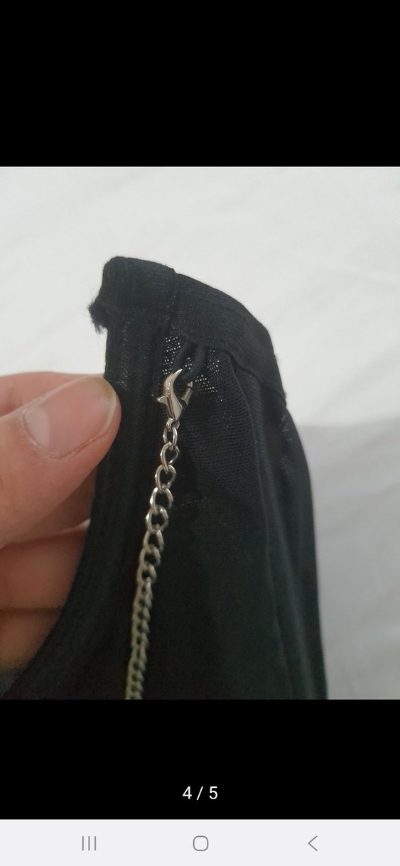 Zincir Detaylı Siyah Gotik Büstiyer crop - Görsel 5