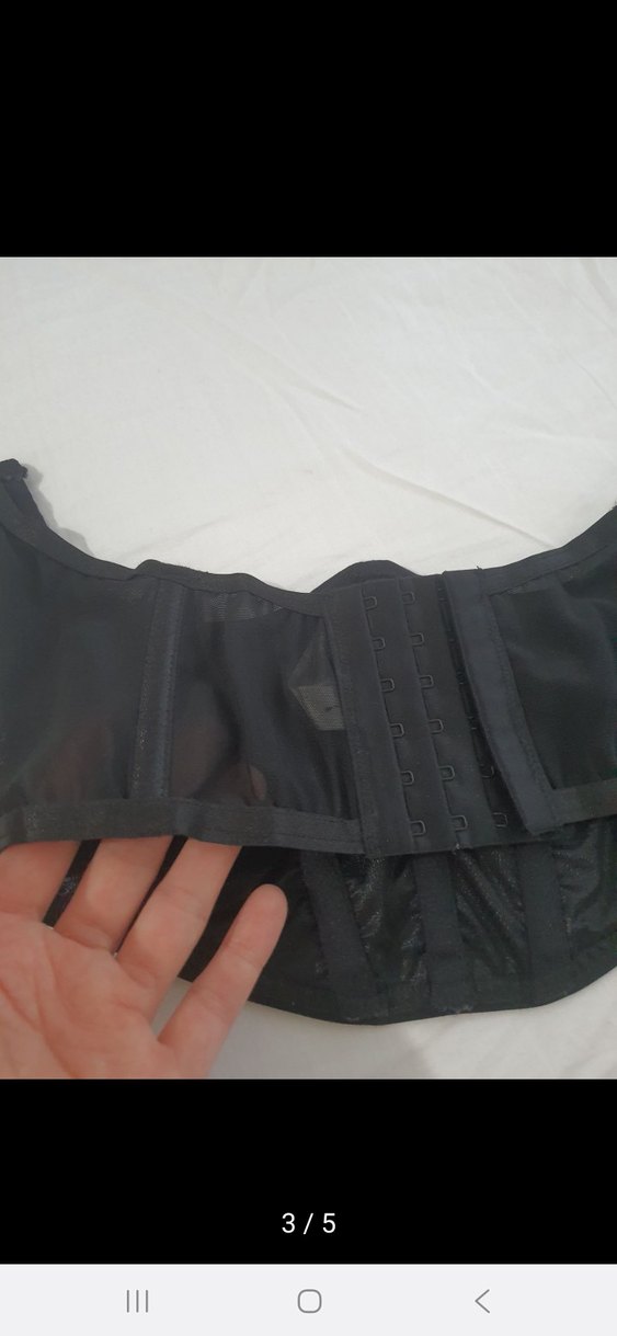 Zincir Detaylı Siyah Gotik Büstiyer crop - Görsel 2