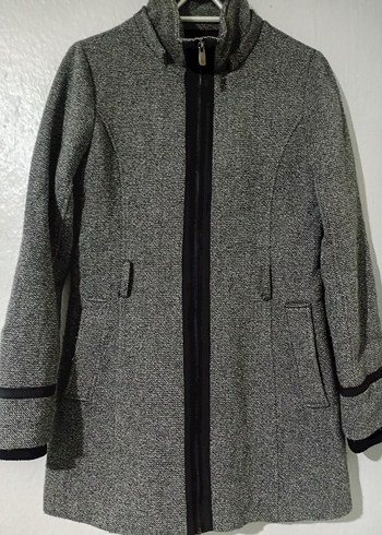 Gri Midi Boy Fermuarlı Hamile Kabanı - Görsel 2