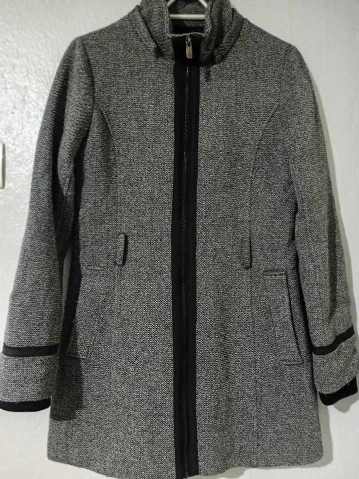 Gri Midi Boy Fermuarlı Hamile Kabanı - Görsel 2