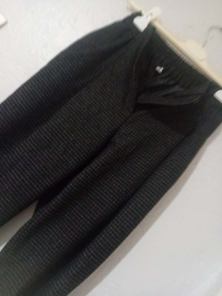 Düğmeli Gri Keten Midi Kadın Pantolon - Görsel 2