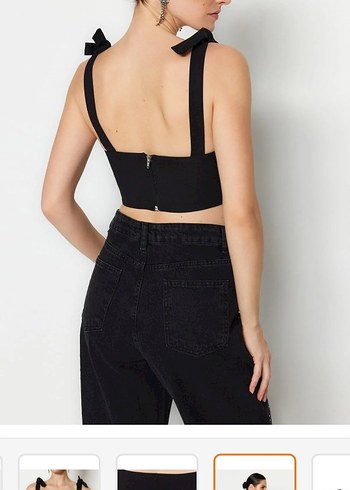 Siyah Askılı  Balenli Dokuma Büstiyer - Görsel 5