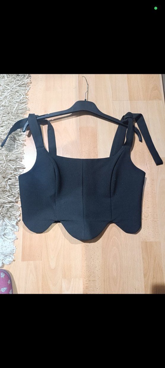 Siyah Askılı  Balenli Dokuma Büstiyer - Görsel 2