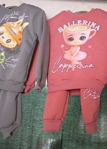 Kızlar İçin Dantelli Mor Sweatshirt ve Eşofman Takımı - Görsel 6