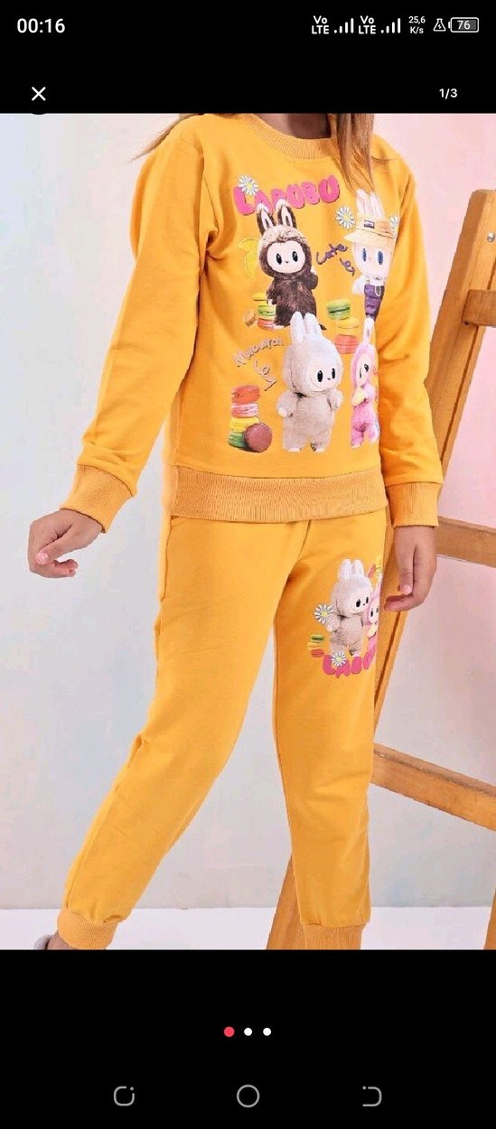 Kızlar İçin Dantelli Mor Sweatshirt ve Eşofman Takımı - Görsel 4