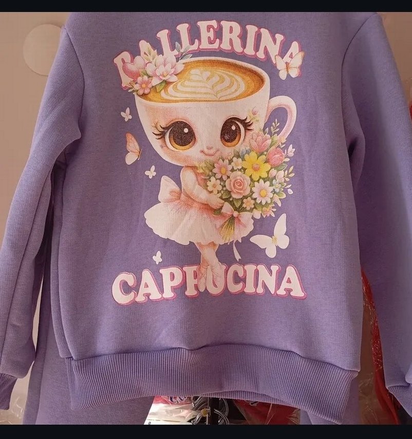 Kızlar İçin Dantelli Mor Sweatshirt ve Eşofman Takımı - Görsel 5