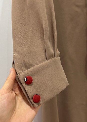 Bej Uzun Kollu Drapeli Uzun Elbise - Görsel 2