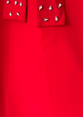 Kırmızı Uzun Kollu Kadın Uzun Elbise - Görsel 5