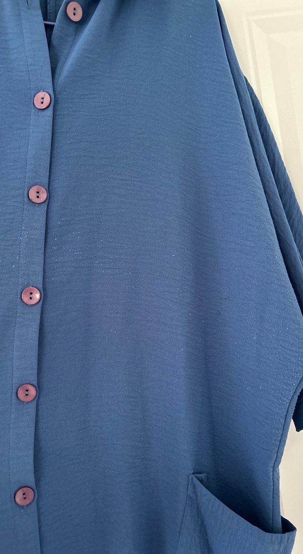 Düğmeli Uzun Lacivert Hamile Tuniği - Görsel 2