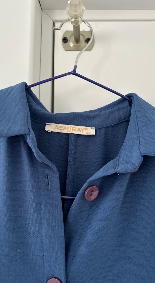 Düğmeli Uzun Lacivert Hamile Tuniği - Görsel 3