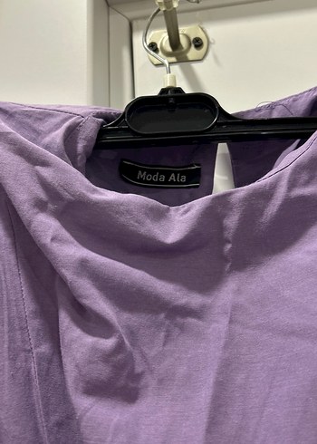 Lila Kadın Uzun Keten Elbise - Görsel 2