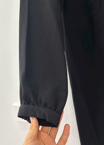 Siyah Uzun Kollu Drapeli Kadın Tunik - Görsel 2