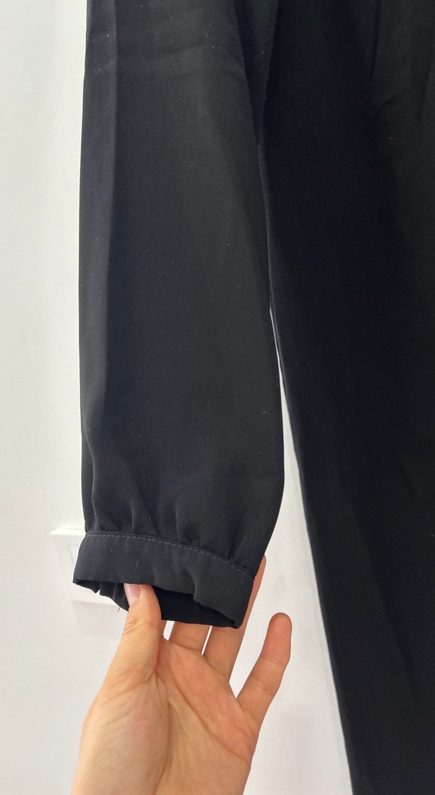 Siyah Uzun Kollu Drapeli Kadın Tunik - Görsel 2