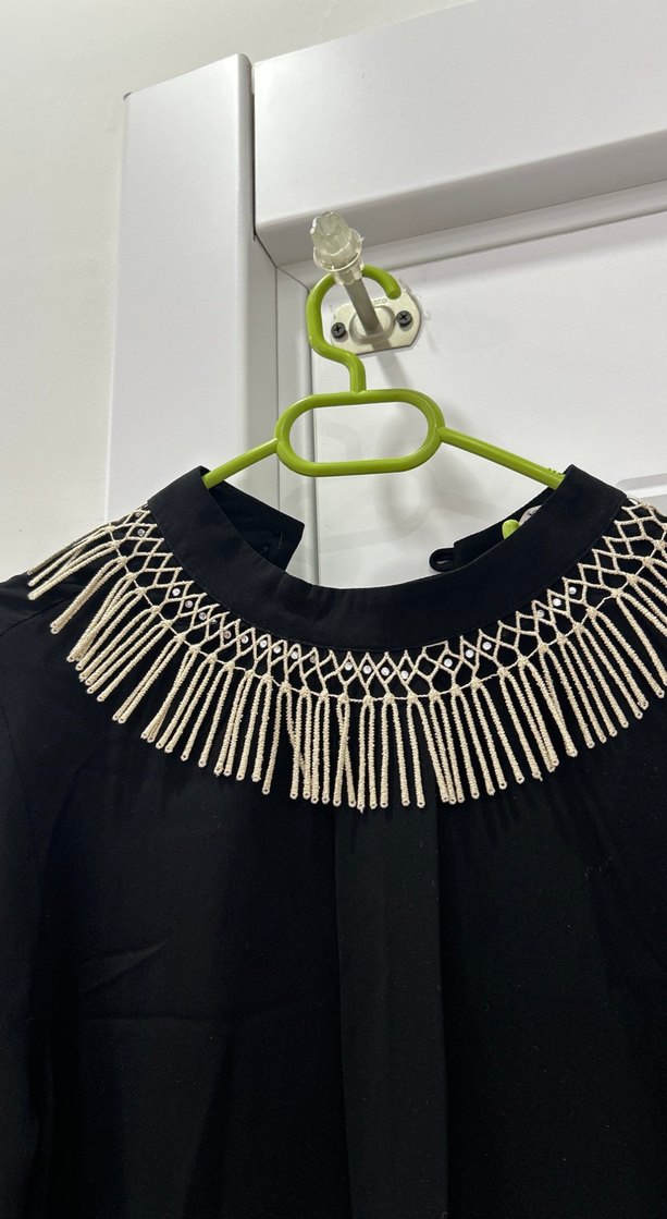 Siyah Uzun Kollu Drapeli Kadın Tunik - Görsel 3