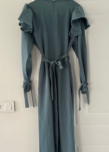 Gri Uzun Kollu Drapeli Kadın Elbise - Görsel 5