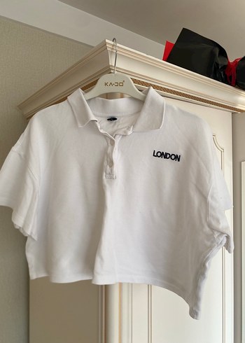 Kadın Beyaz Pamuklu Yaka Polo Tişört - Görsel 2