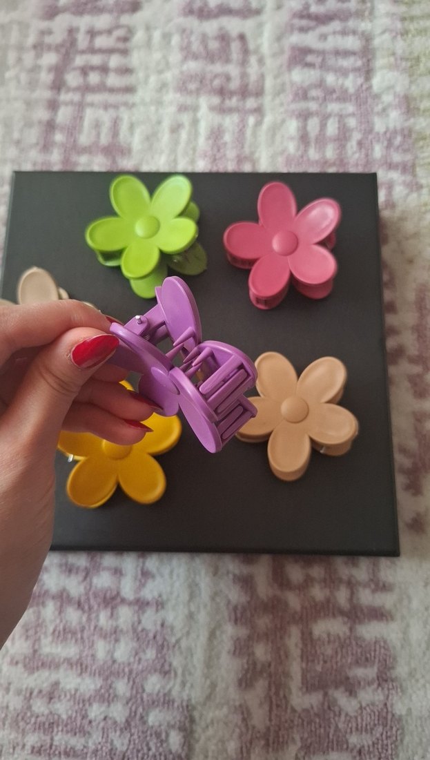 Renkli  Çiçek Saç Tokaları mandallı - Görsel 3