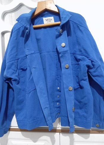 Kadın Mavi Düğmeli Denim Ceket - Görsel 3