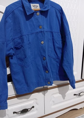 Kadın Mavi Düğmeli Denim Ceket - Görsel 4