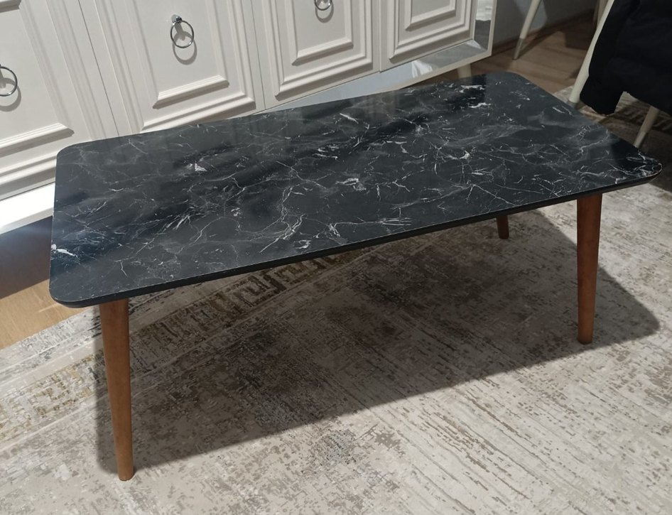 Siyah Mermer Desenli Modern Sehpa - Görsel 2