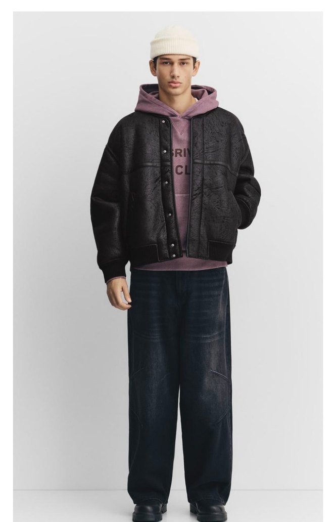Erkek Suni Deri Siyah Ceket - Görsel 4
