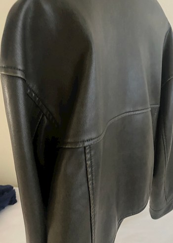 Kadın Siyah Deri Biker Ceket - Görsel 3