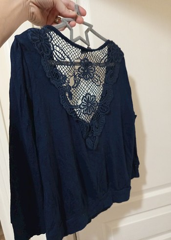 Lacivert Dantel Detaylı Bohem Kadın Hırka - Görsel 3