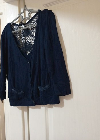 Lacivert Dantel Detaylı Bohem Kadın Hırka - Görsel 2