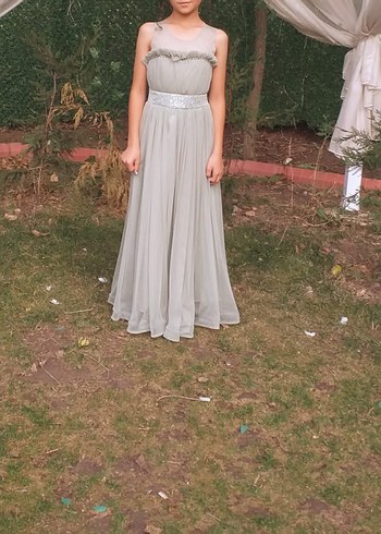 Uzun kız çocuk Abiye Elbise 10 11 yaş - Görsel 2