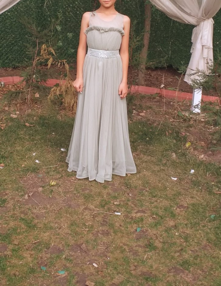 Uzun kız çocuk Abiye Elbise 10 11 yaş - Görsel 2