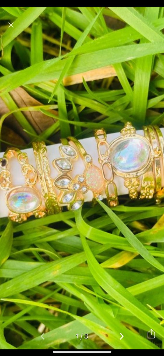 Bohem Tarzı İşlemeli Boncuklu Altın Yüzük Seti - Görsel 4