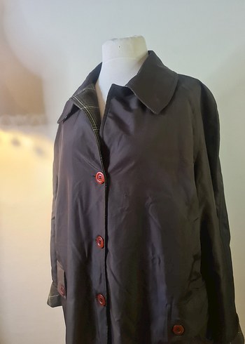 Düğmeli Kahverengi Uzun Hamile Kabanı - Görsel 2